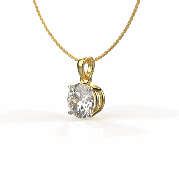 Avarta Sterling Silver 1 Carat Solitaire Pendant With Chain in Gold Polish - Image 2